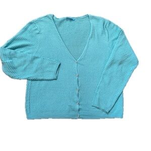 Draper James RSVP Size XL Turquoise Cardigan Long Sleeved Button up